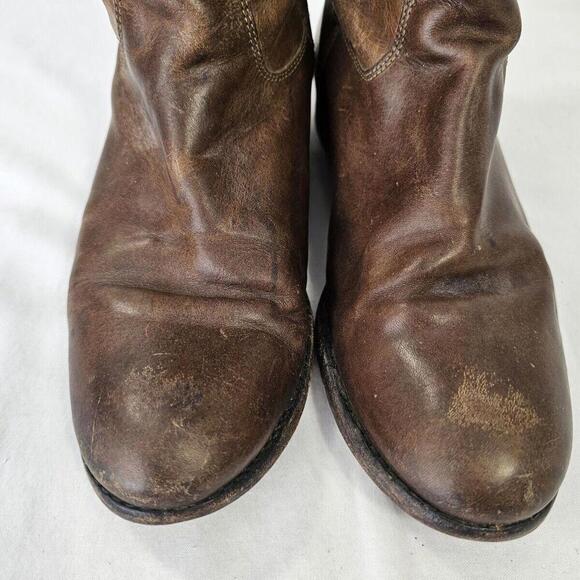 Frye Melissa Riding Boot Button Lug Equestrian Tall Women’s 8 Brown Distressed - Picture 6 of 11
